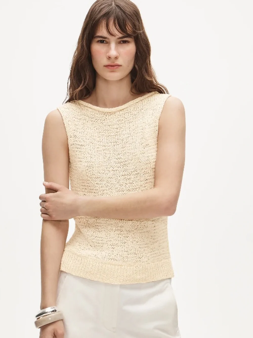 J crew antique white Montauk sweater-tank